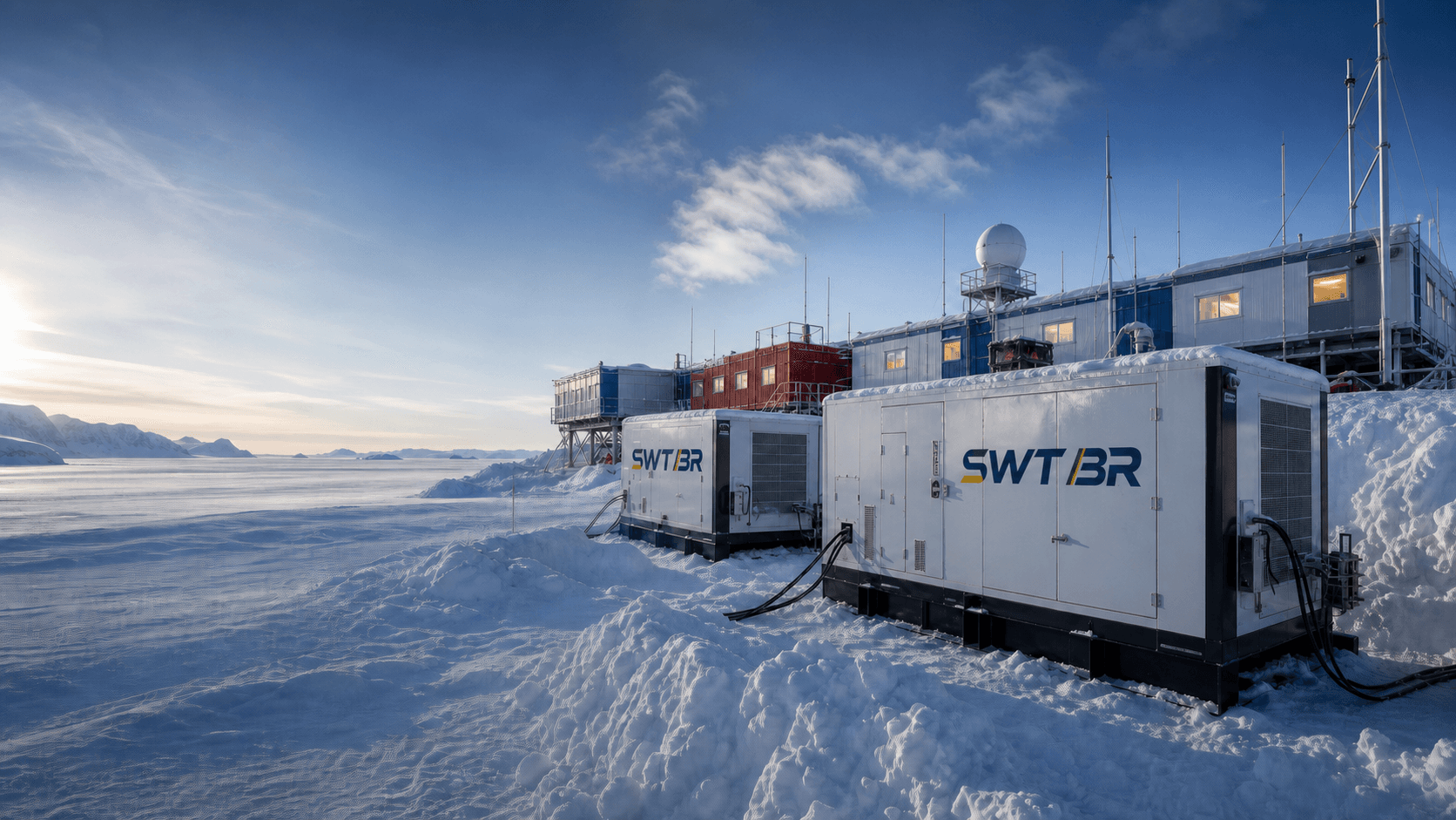SWT generator sets powering an Antarctic research station